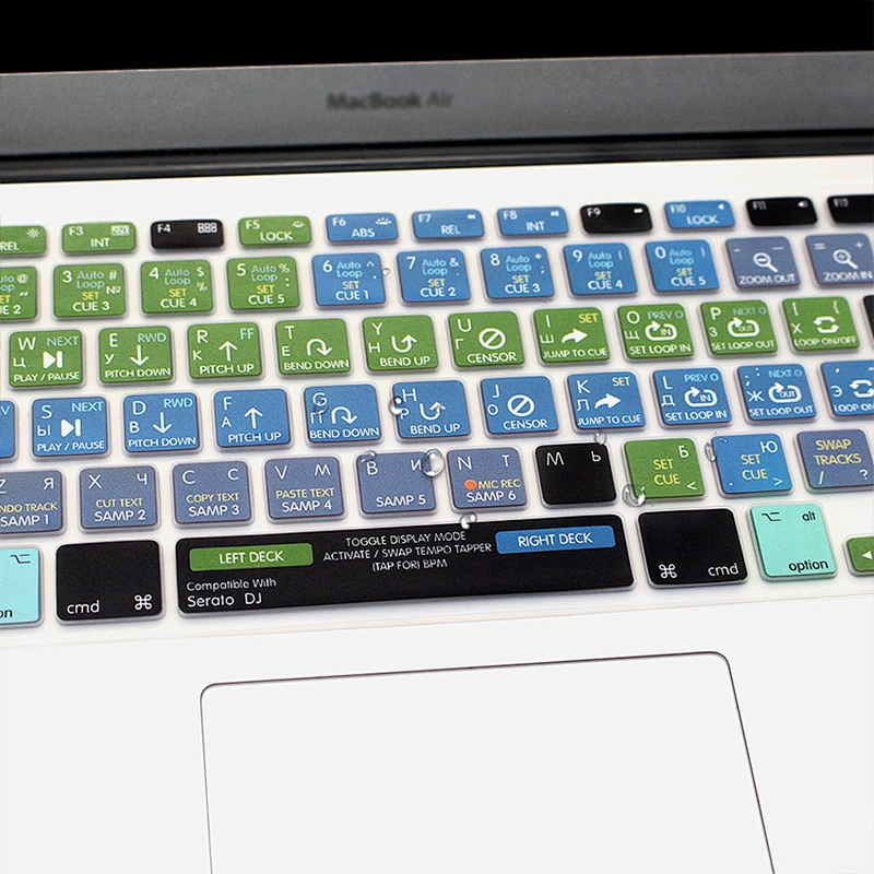 Unique Durable Serato DJ Custom Silicone keyboard shortcuts keyboard skin russian cover for macbook pro 13