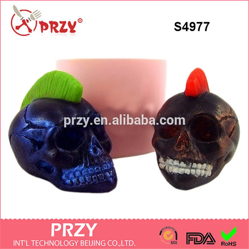 3D haloween punk skeleton silicone mold for soap silicone mould candle mold-S4977