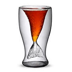 unique double  transparent wine cup for bar beach drinkware