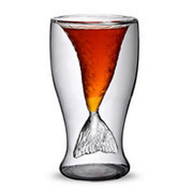 unique double  transparent wine cup for bar beach drinkware