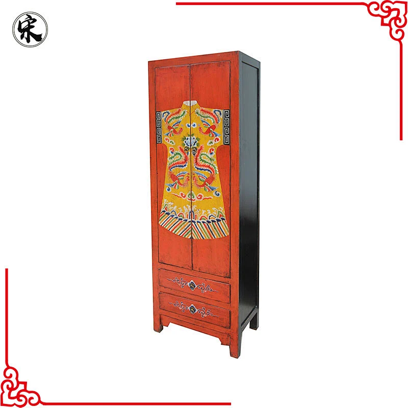 antique chinese painted solid wood pine furniture for stores use