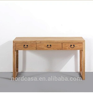 chinese antique style reclaimed elm wood color 3 drawers writing desk