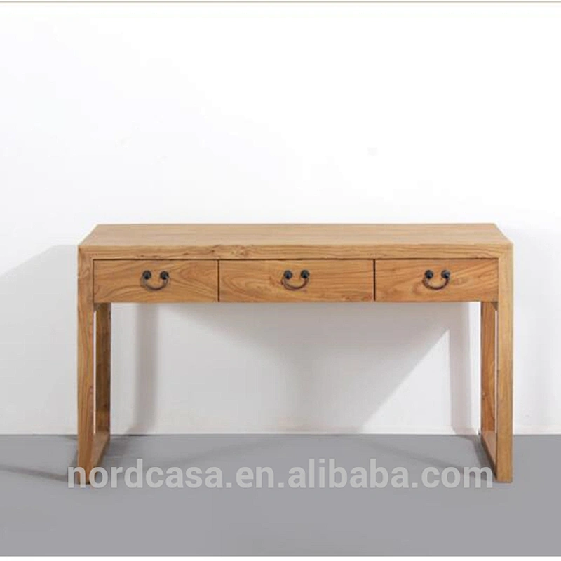 chinese antique style reclaimed elm wood color 3 drawers writing desk