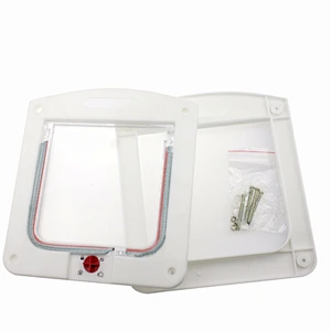 Plastic Safe Flap Door 4 Way Lockable Gate for Pet Animal Dog Cat-White Popular