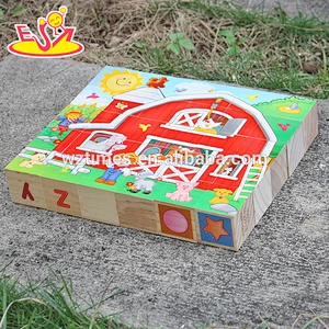 2018 großhandel baby holzspielblock puzzle lustige kinder holzspielblock puzzle pädagogisches spielblock puzzle W13A110