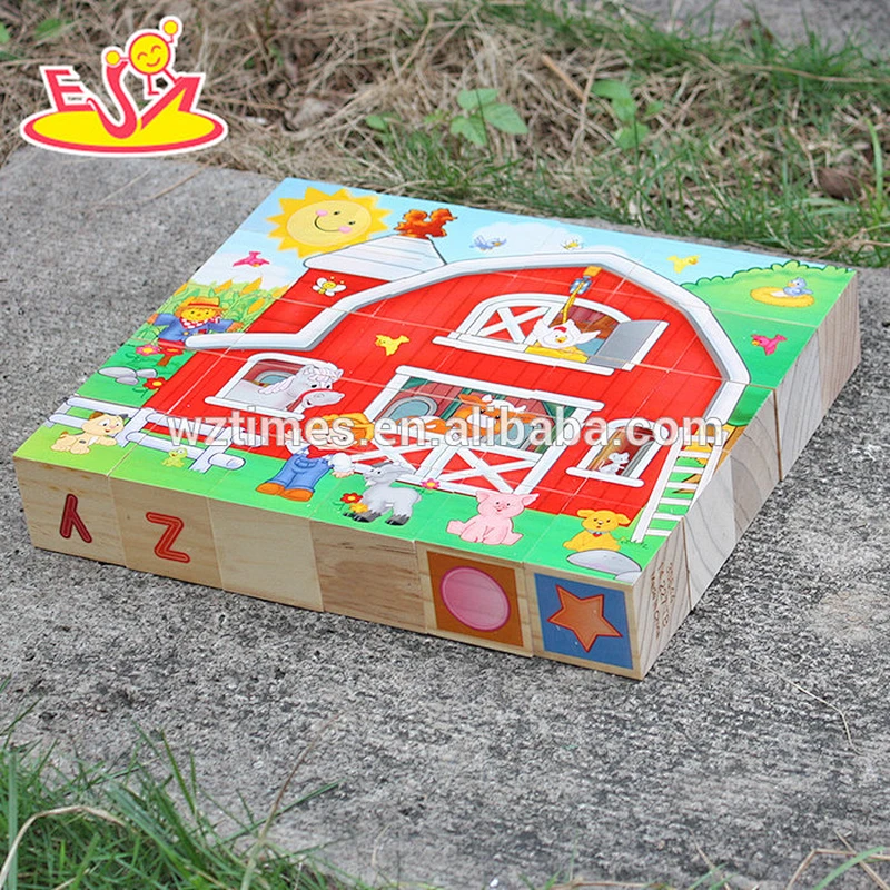 2018 großhandel baby holzspielblock puzzle lustige kinder holzspielblock puzzle pädagogisches spielblock puzzle W13A110