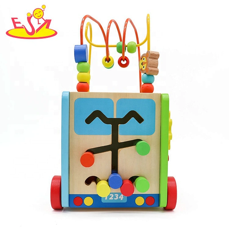 2019 New arrival multi-function educational wooden infant activity cube for sale W12D169