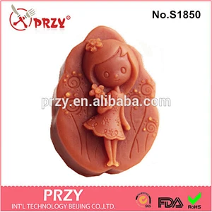 S1850 lovely girl decorative silicone molds for soap