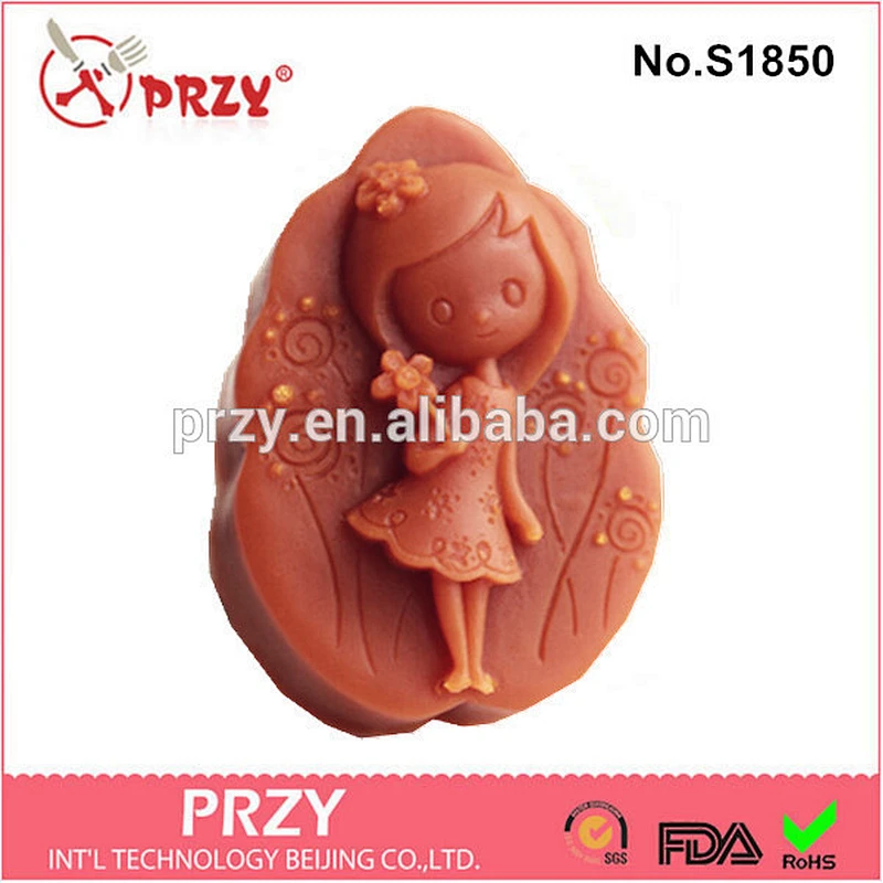S1850 lovely girl decorative silicone molds for soap