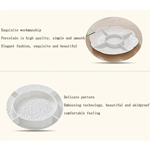 AAA grade white compartment tray snack ware porcelain plate