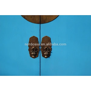 chinese antique blue furniture two door with shelf and inner drawer wardrobe