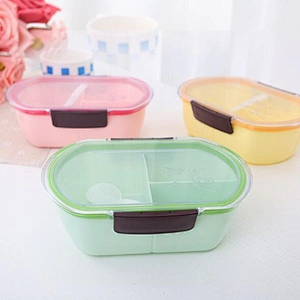 Free Sample Plastic Bento Lunch Container Customized Logo Student Cartoon Lunch Box Transparent Fresh Keeping Box
