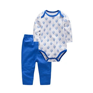 Newborn clothes 2 pieces baby boy bodysuit and pant set long sleeve romper cotton pajama set