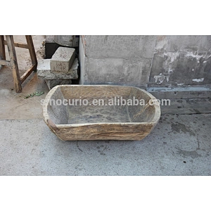Chinese antique wood craft vintage wooden basin