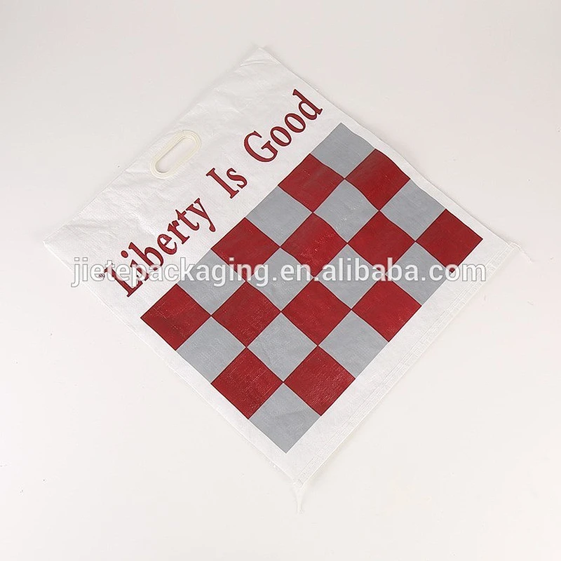 printed PP woven wholesale reusable shopping bag with simple handle