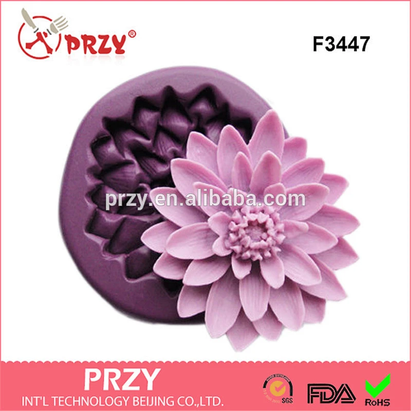 F3447 PRZY DIY Water Lily Lotus Flower Mold 3d silicone molds Polymer Clay Resin Fondant