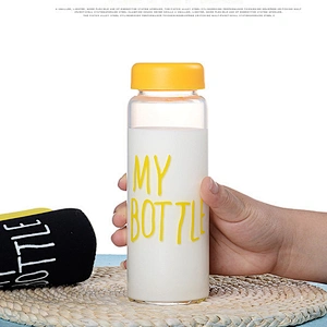 Transparent High Borosilicate Glass Bottle Cute Glass Water Bottle for Students Customized Logo Glass Cup