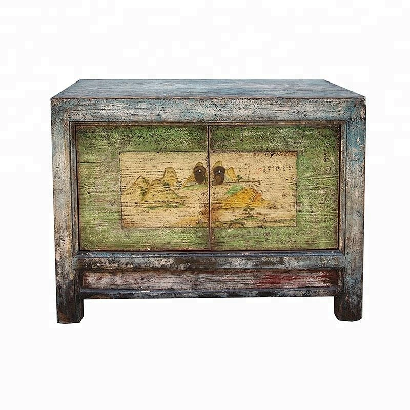 wholesale antique distressed rustic reclaimed wood painted storage furniture