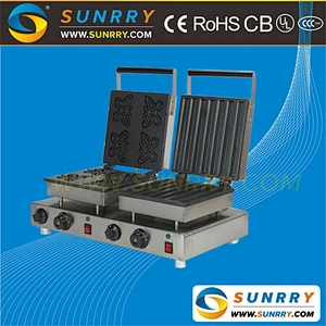 Interchangeable automatic cast iron plate 4 butterfly and 7 cylinder waffle maker machine