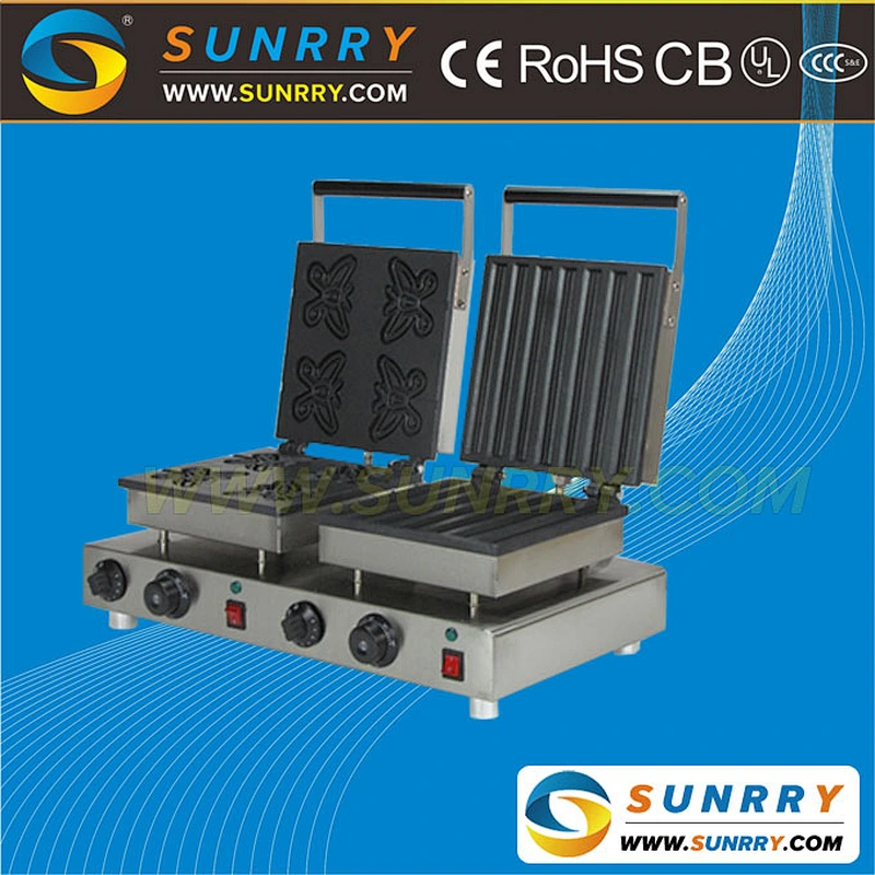 Interchangeable automatic cast iron plate 4 butterfly and 7 cylinder waffle maker machine