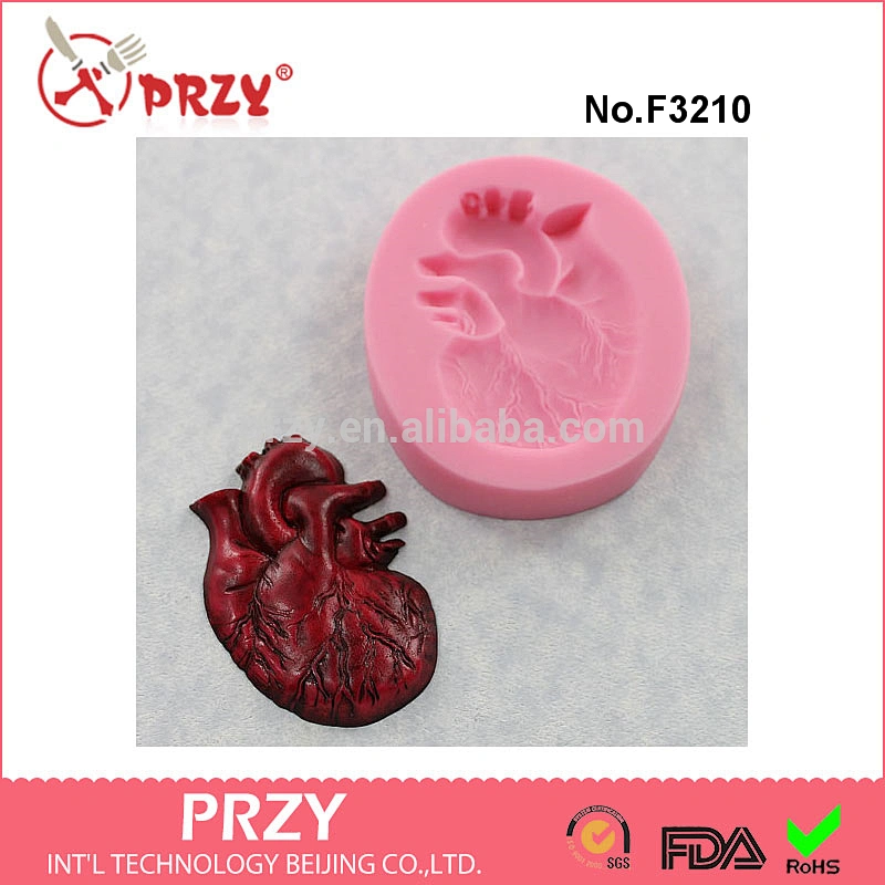 F3210 Anatomical Heart Mold Silicone Mould Resin Chocolate Fondant Clay Wax