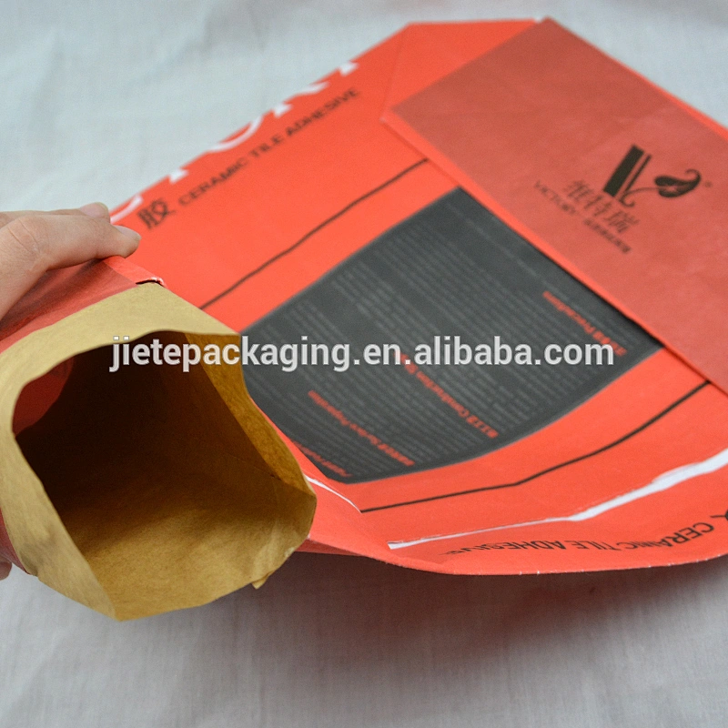 China manufacturer kraft paper valve bags with block bottom for packing cement, tile adhesive, mortar