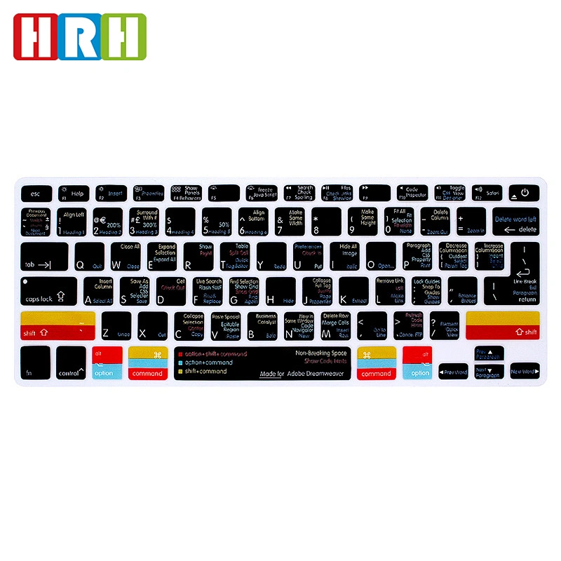 Hot Selling Dreamweaver Shortcuts Laptop Skin custom computer dust cover For Mac mac book pro laptop computer