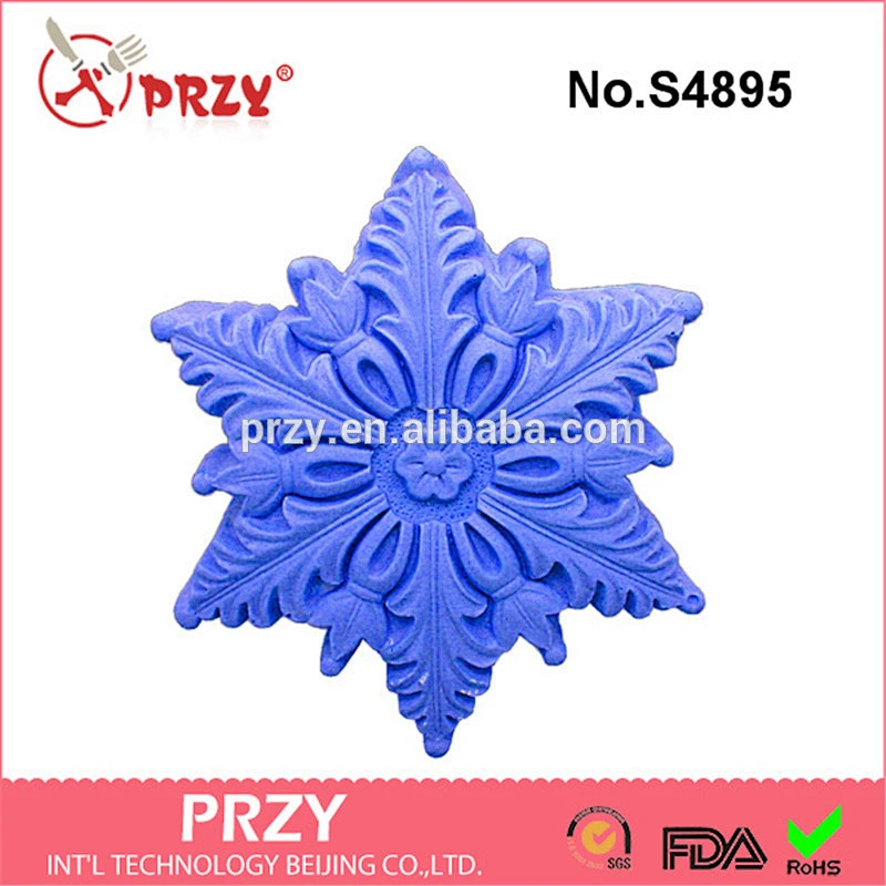 S4895 2D silicone Soap polymer clay cold porcelain mold Snowflake mold