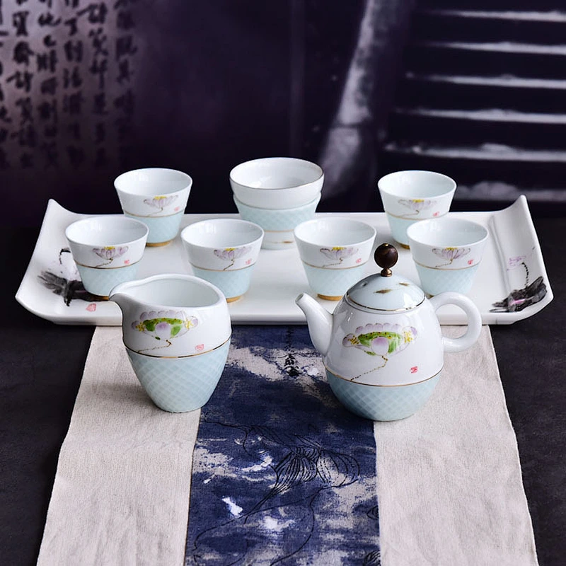 Porcelain Bone China Kung Fu Tea Set China Supplier Best Selling in-Stock Tea Set Handmade Ceramic Tea Pot Gift Set