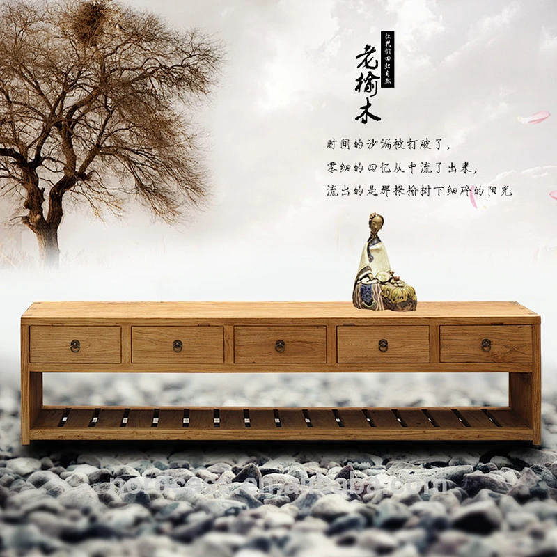 wood color reclaimed wood antique style chinese tv cabinet