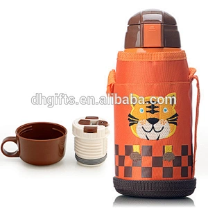 Wholesale Creative Cartoon Water Bottle Stainless Steel Vacuum Mug 600 ml Vacuum Flask with Strap for Children