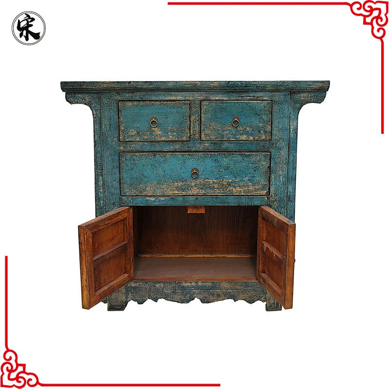 chinese antique distressed storage old lacquered living room furniture