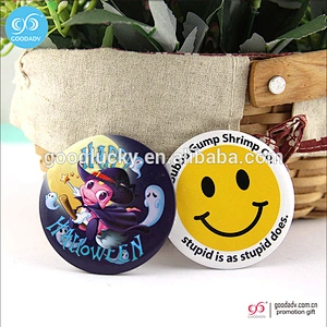 Cheap fashion design attached mirror decorative hand mirror tinplate mini round mirror
