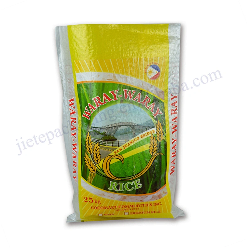 laminated and printing on pp woven rice packing bag 50kg hiqh quality plastic bag of rice