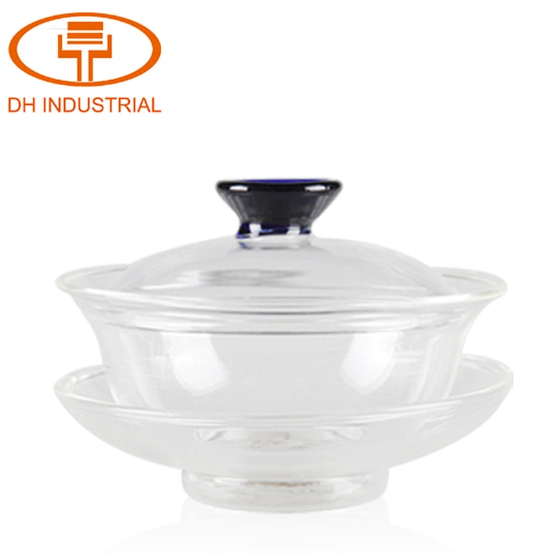 Eco-friendly good quality high borosilicate glass flower tea cups with saucer