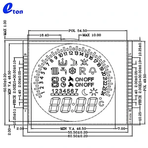 square flat lcd display screen for water meter