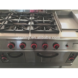 Commercial indoor stainless steel free standing induction 6 burner cooker gas range with gas stove oven
