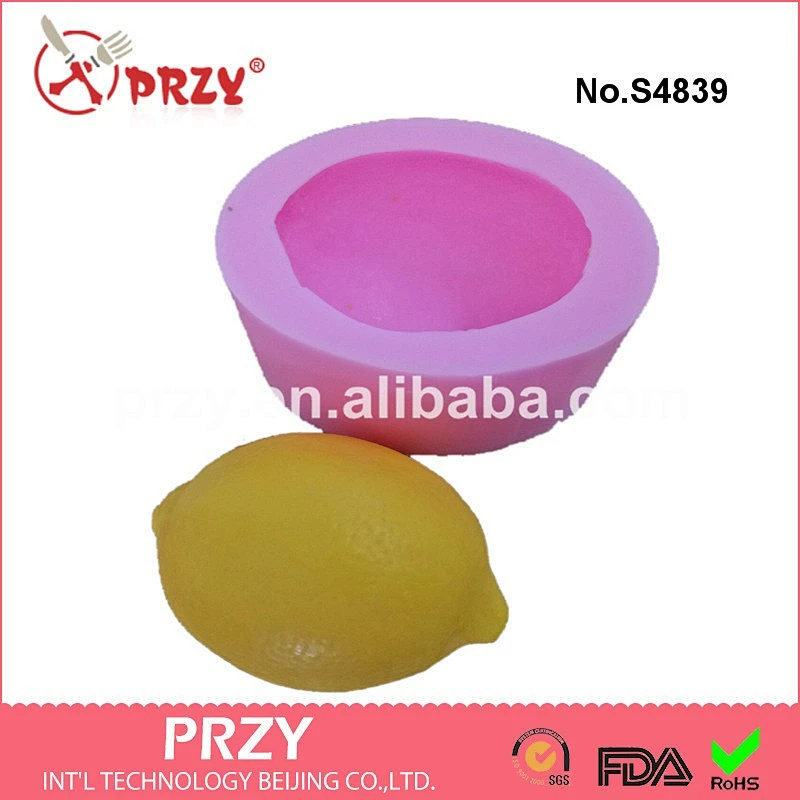 S4839 Hot Sale lemon Shapes Silicone Cake Baking Mould Cute Fruits silicone soap molds
