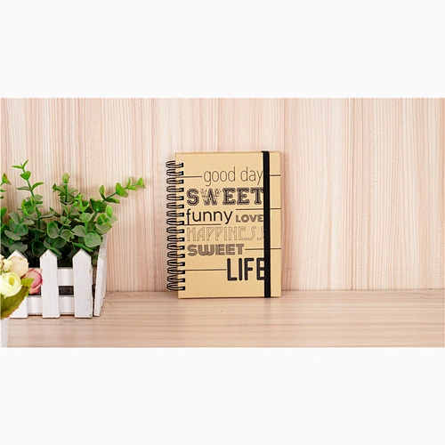 custom office Supplies A6 kraft paper Cover Spiral Coil Notebook Cheap Bulk Lined book