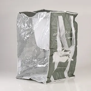 Custom silver cube woven bag with hand for packaging use
