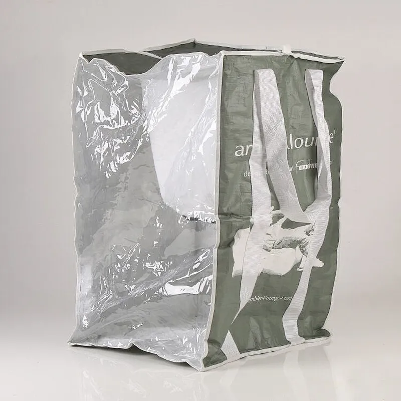 Custom silver cube woven bag with hand for packaging use