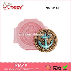 F3142 Nautical Anchor Button Silicone Mold - Jewelry Resin Polymer Epoxy Clay Mold - Food Safe Chocolate Cream Cheese