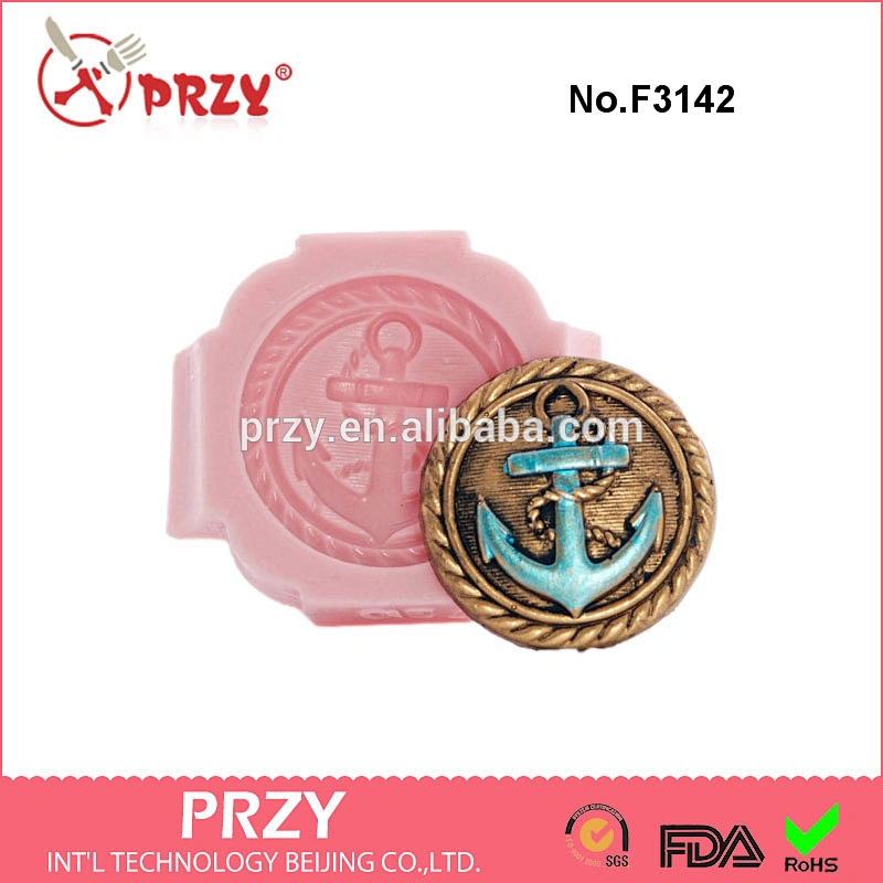 F3142 Nautical Anchor Button Silicone Mold - Jewelry Resin Polymer Epoxy Clay Mold - Food Safe Chocolate Cream Cheese