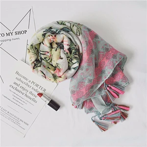 Best Selling Product Muslim Scarf Hijab Butterfly Print Silk Fabric
