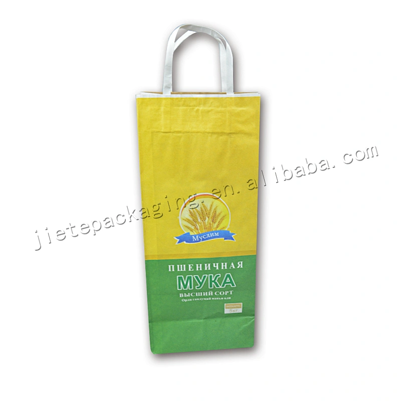 Multilayer stand up 5kg kraft paper flour bag for starch,maizena,amylum,farina