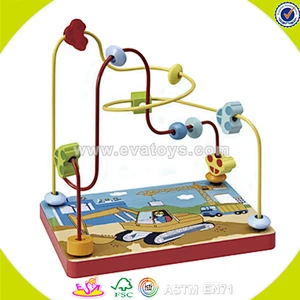 Wholesale hot sale baby wooden beads cubic toy funny wooden beads cubic toy god shape wooden beads cubic maze toy W11B047
