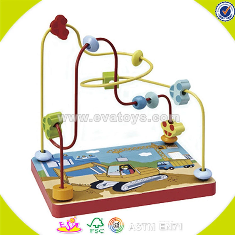 Wholesale hot sale baby wooden beads cubic toy funny wooden beads cubic toy god shape wooden beads cubic maze toy W11B047