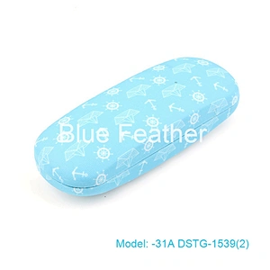 High Quality Men's OEM Cute branded Metal Portable PU leather optical eyeglasses case Pouch  Hinge with logo