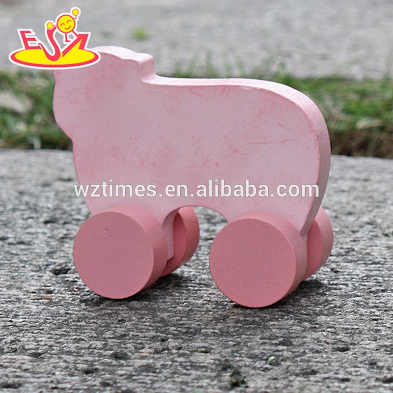 2018 New design baby wheels wooden pig toys best sale kids wooden pig toys top fashion children wooden pig toys W04A321