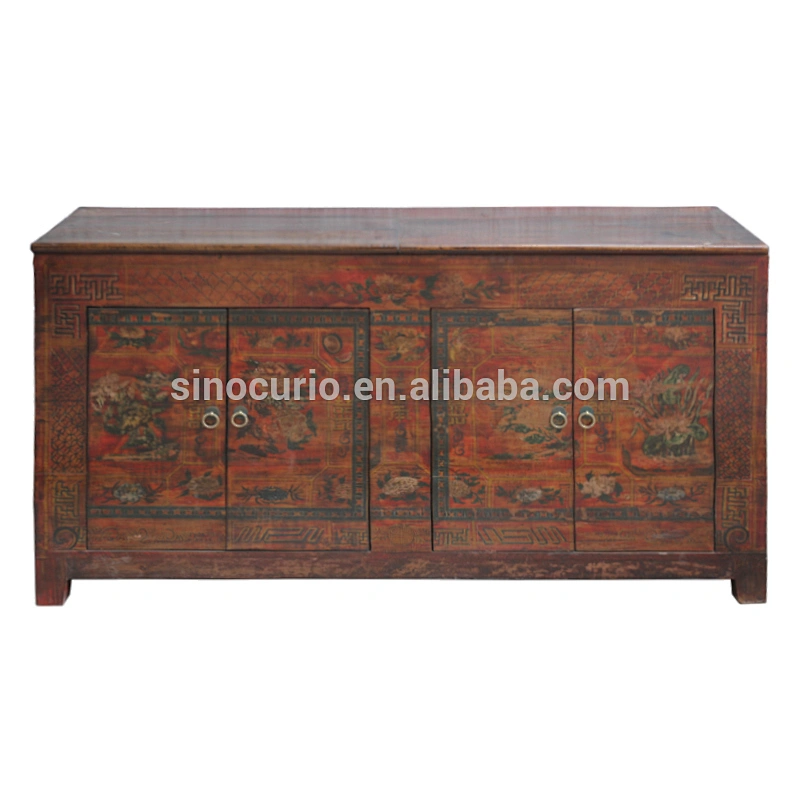 Chinese Living room cabinet Asian Antiques Hand Painted Dongbei Cabinet